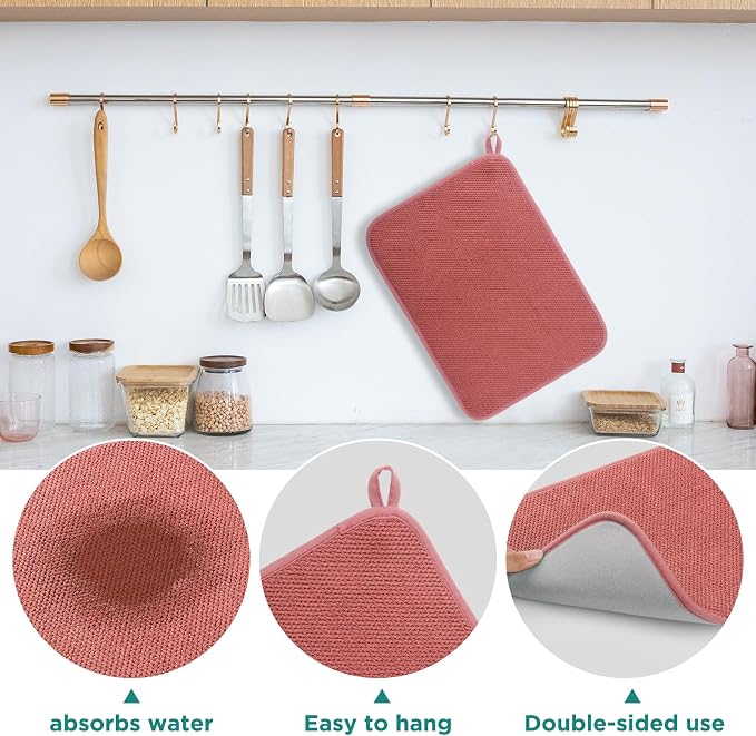 GeeRic Microfiber Dish Drying Mat, Super Absorbent Kitchen Dish Drying Pad - Image 4