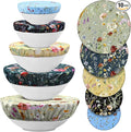 Patelai 10 Pcs Bowl Covers Reusable in 5 Size Stretch Cloth Fabric Elastic Food by Patelai