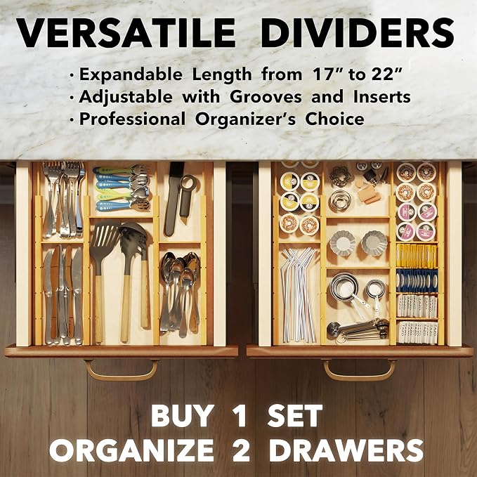 SpaceAid Bamboo Drawer Dividers - Image 5