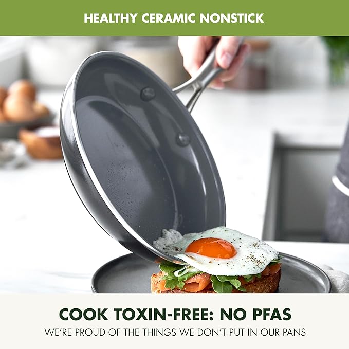 GreenPan 12 Piece Nonstick Swift Cookware Set, Ceramic PFAS-Free Pots & Pans - Image 2