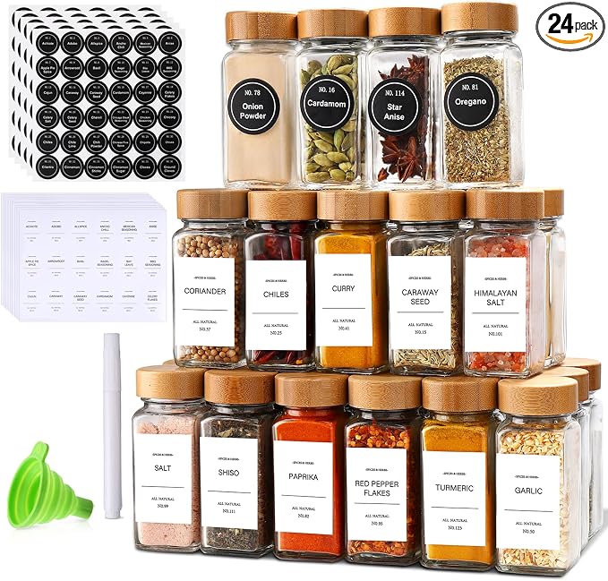 DIMBRAH Spice Jars with Label 24Pcs, Seasoning Containers, Glass Spice Jars by DIMBRAH%EF%BC%8CKitchenDining