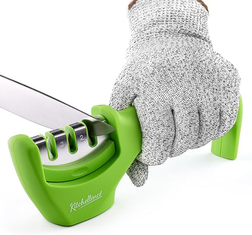 4-in-1 Kitchen Knife Accessories: 3-Stage Knife Sharpener Helps Repair by KITCHELLENCE