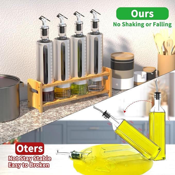 SINYWAY Oil Dispenser Bottle, 4 Pack Glass Olive Oil Dispenser Bottle - Image 4