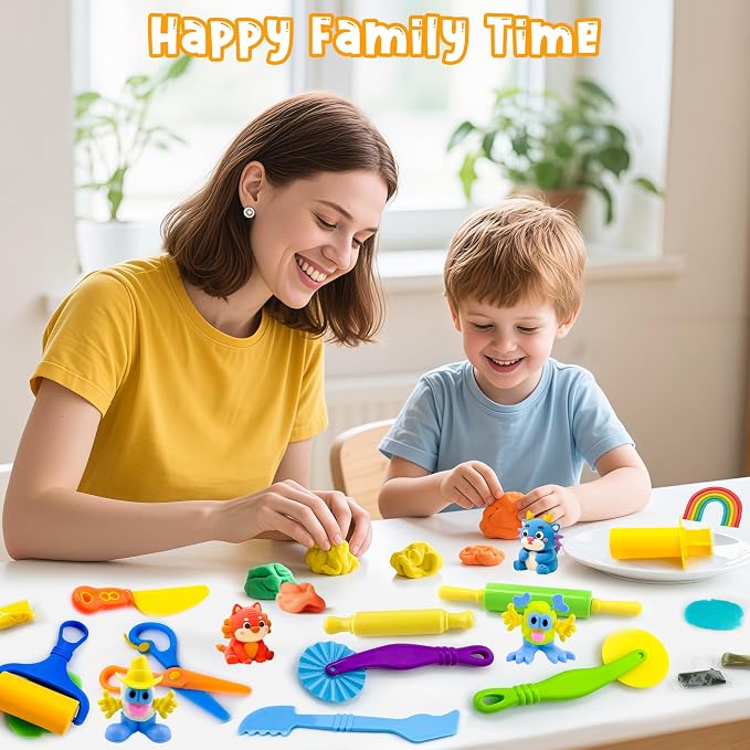 Dough Play Tools for Kids, Rolling Pins, Safety Scissors, Plastic Knife - Image 7