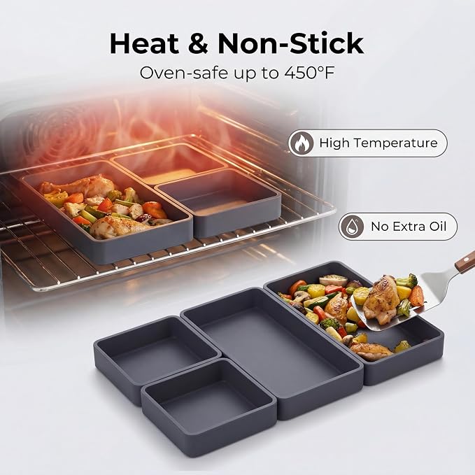 4-Pack Silicone Sheet Pan Dividers Nonstick Heat-Resistant Baking Trays - Image 4