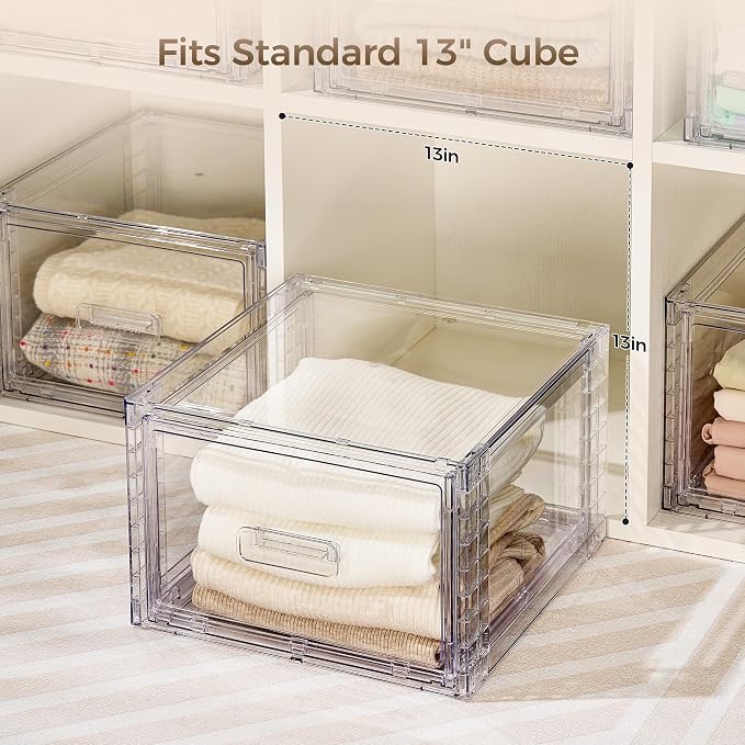 Vtopmart 2 Pack 18QT Clear Stackable Storage Drawers, Easily Assemble Closet - Image 7