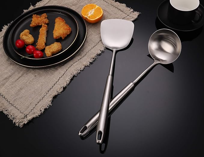 FJNATINH Wok Spatula and Soup Ladle Set - Image 2