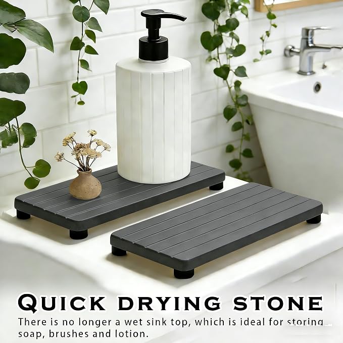 2PCS Stone Drying Tray, Water Absorbing Stone Tray - Image 4