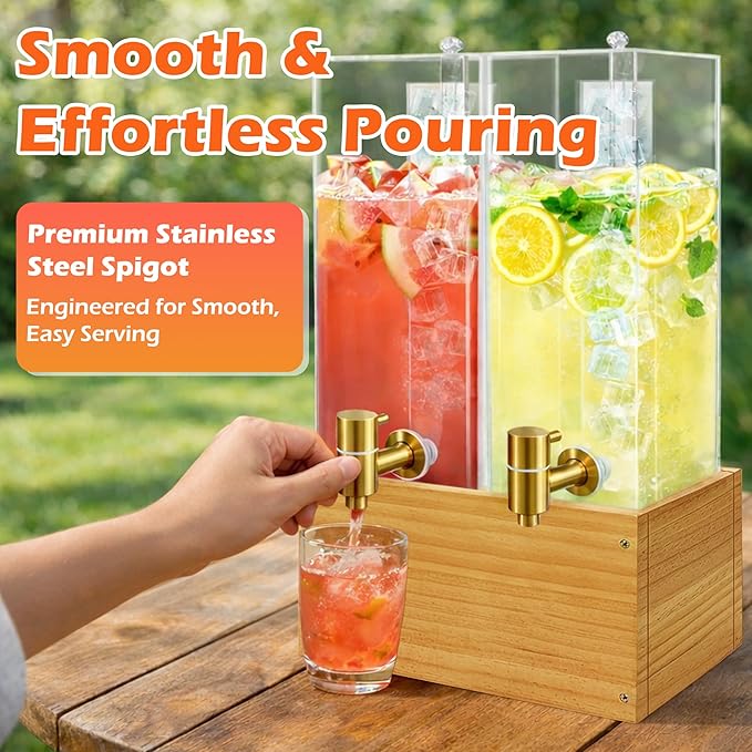 Beverage Dispenser with Stand, 4 Gallon Dual Drink Dispenser Stand, Large Drink - Image 5