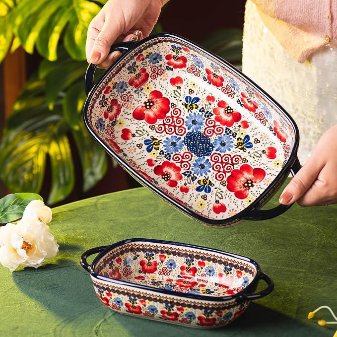 Baking Dish Ceramic Baking Pan Blue Casserole Dish Porcelain rectangular Baking - Image 5