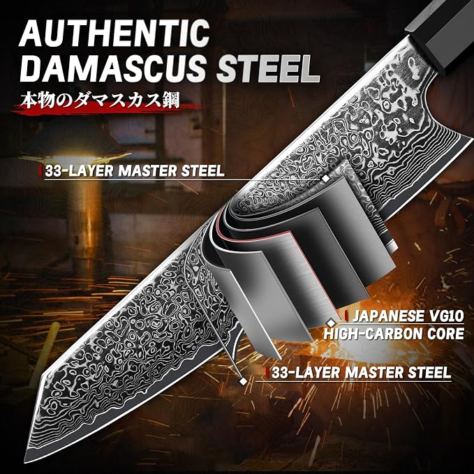 TIVOLI Damascus Japanese Kiritsuke Knife 8 inch, Hand Forged 67 Layers Damascus - Image 4