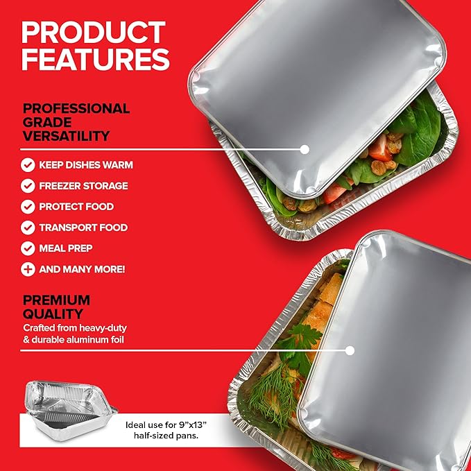 Stock Your Home 9x13 Disposable Baking Pan Covers Heavy-Duty Aluminum Cake Pans - Image 3
