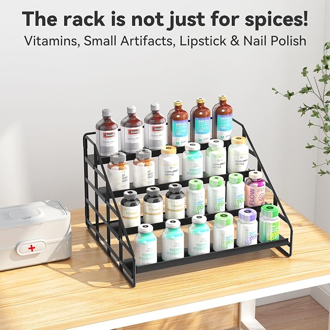 Bunoxea Spice Rack 4 Tier Kitchen Cabinet Organizer, Countertop Spice Rack - Image 4
