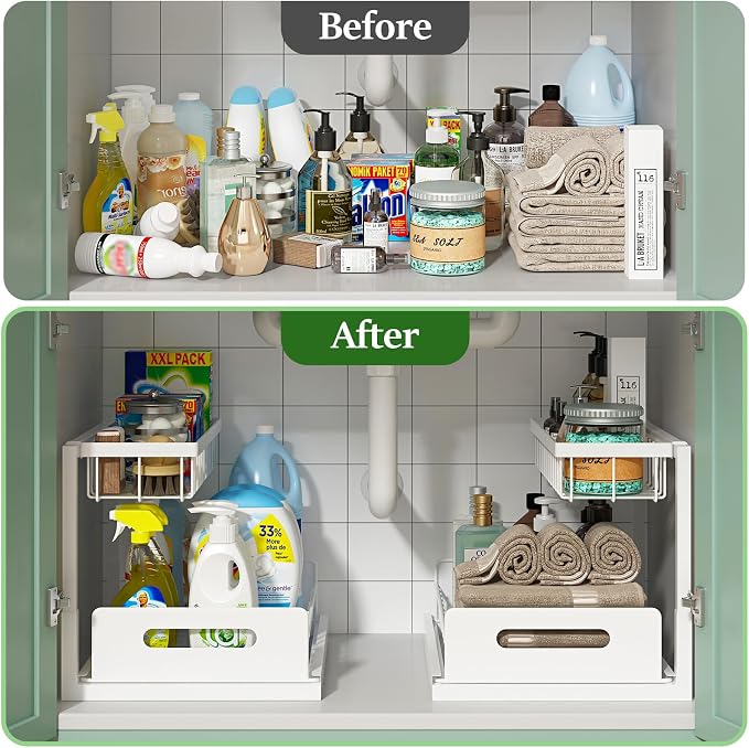 REALINN Under Sink Organizer, Pull Out Cabinet Organizer 2 Tier Slide Out Sink - Image 4