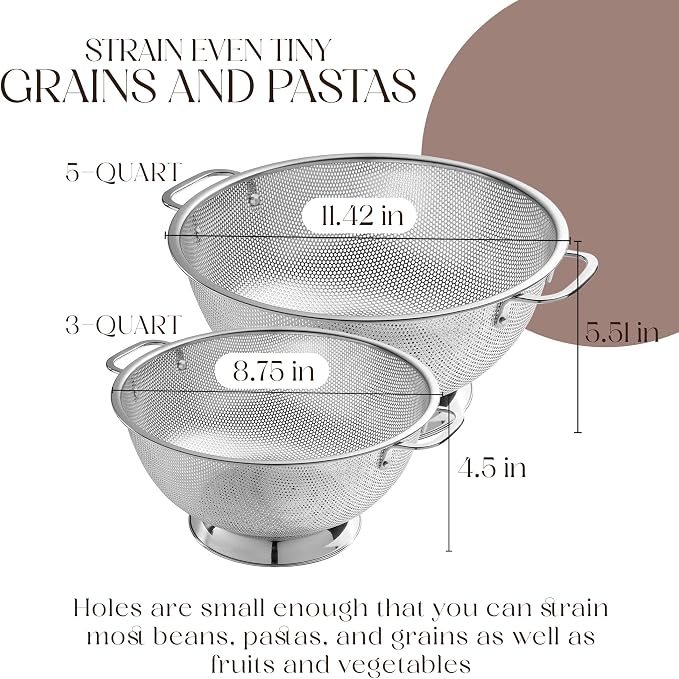 Bellemain Micro-perforated Stainless Steel Colander-Dishwasher Safe - Image 3