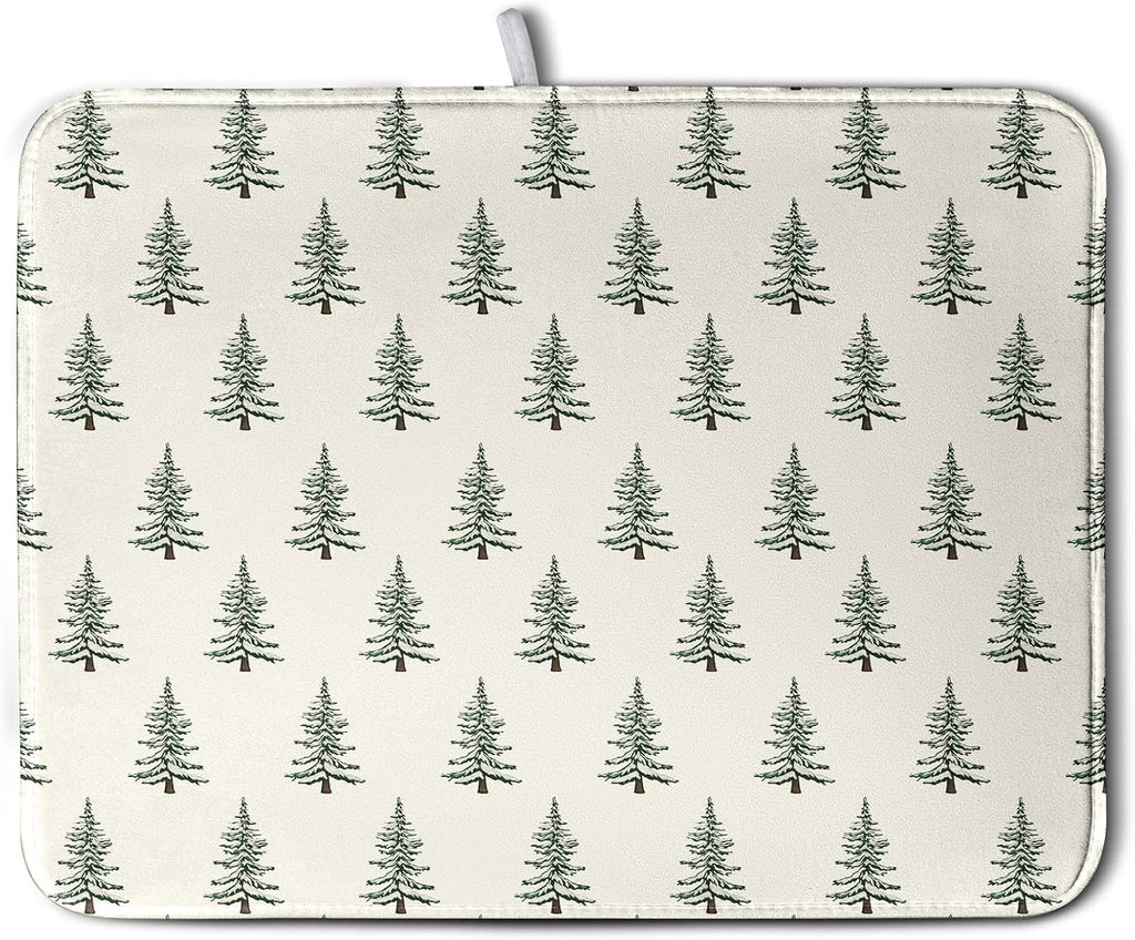 Christmas Tree Dish Drying Mat Winter Xmas Holiday Drying Mats