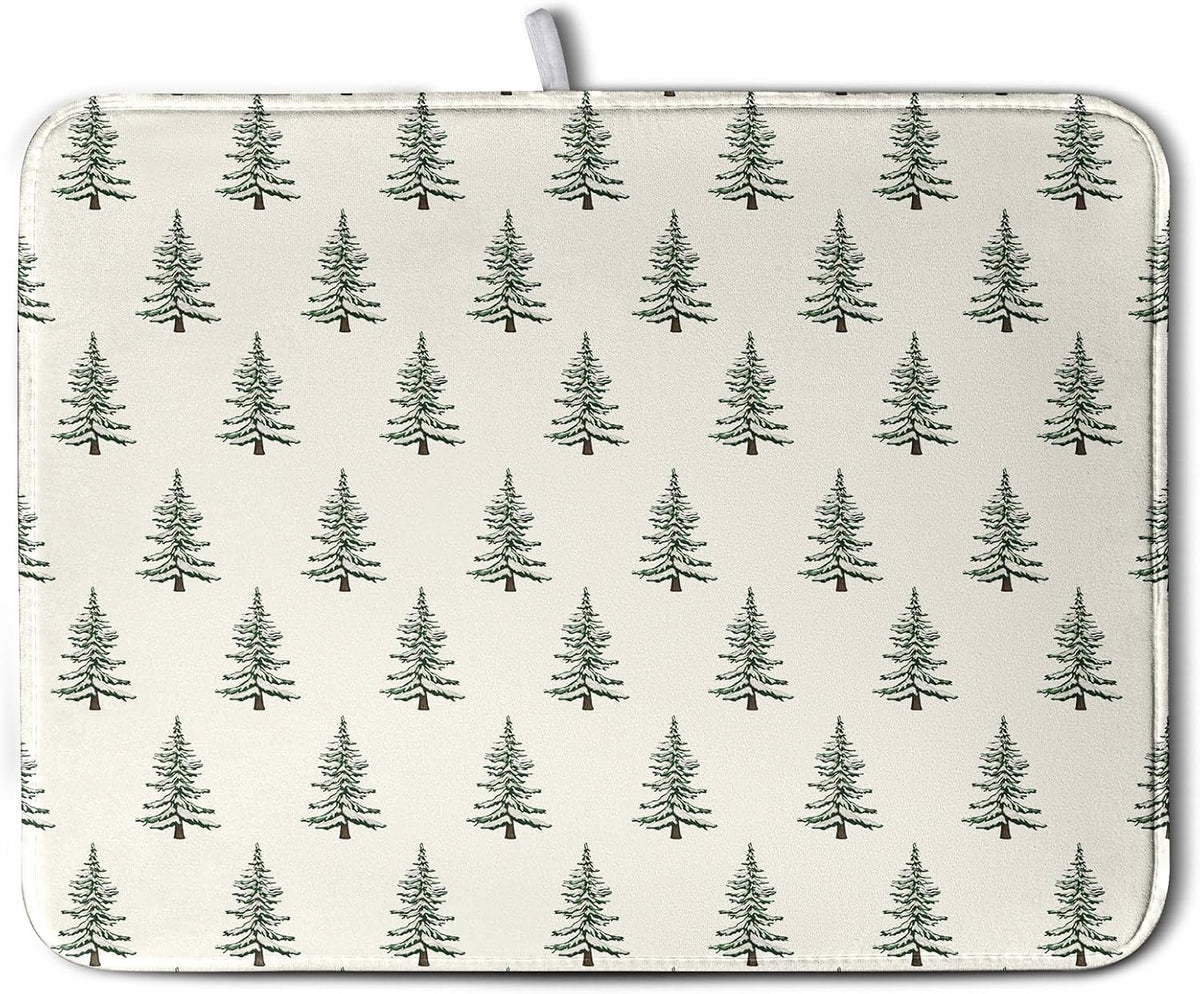 Christmas Tree Dish Drying Mat Winter Xmas Holiday Drying Mats