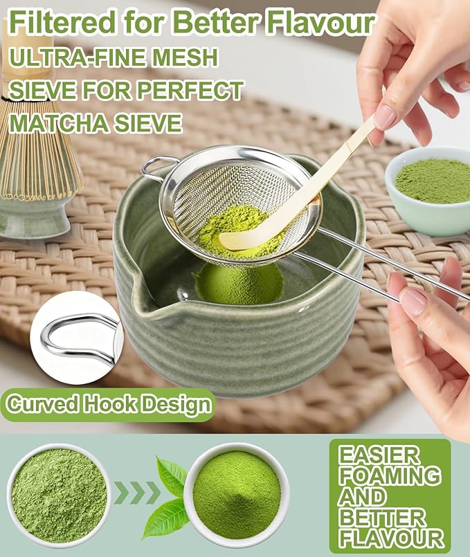 JBER Matcha Whisk Set, Ceramic Matcha Set Includes Matcha Bowl, Matcha Whisk - Image 3