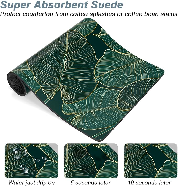 Rnivvi Coffee Mat, Hide Stain Rubber Backed Absorbent Dish Drying Pad - Image 3