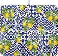 Lemon and Blue Tile Dish Drying Mat 16x18 Inch Absorbent Reversible Mexican by Kawani
