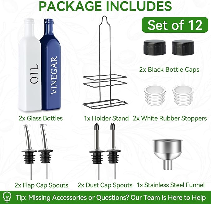 Vakoo Oil and Vinegar Dispenser Set - 17oz/500ml - Image 2