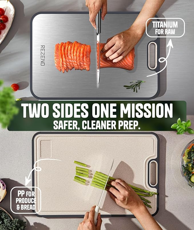 Titanium Cutting Board Set of 3, Dual Sided Design Non Toxic Cutting Boards - Image 4