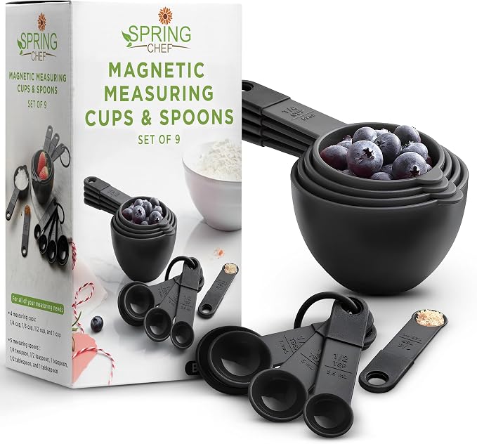 Spring Chef Magnetic Measuring Cups and Spoons Set of 9, Nesting Kitchen Tool by SpringChef