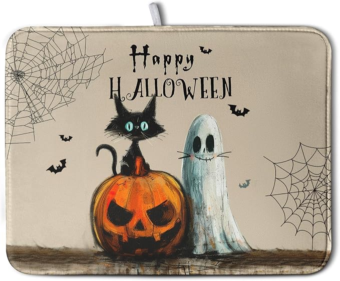 Happy Halloween Dish Drying Mat by Kwlegh