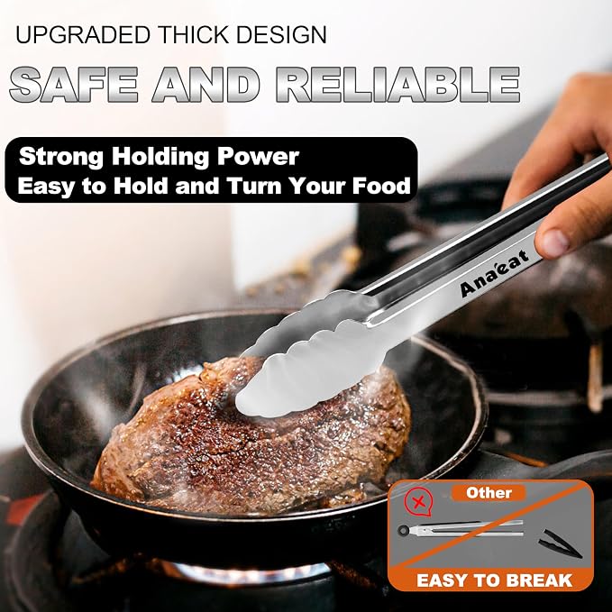 Anaeat Premium Kitchen Locking Tong Set of 3 - Image 2