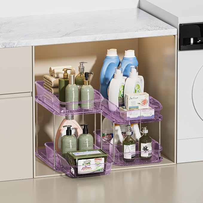 Delamu 2-Tier Under Sink Organizers and Storage, Pull Out Kitchen Pantry - Image 5