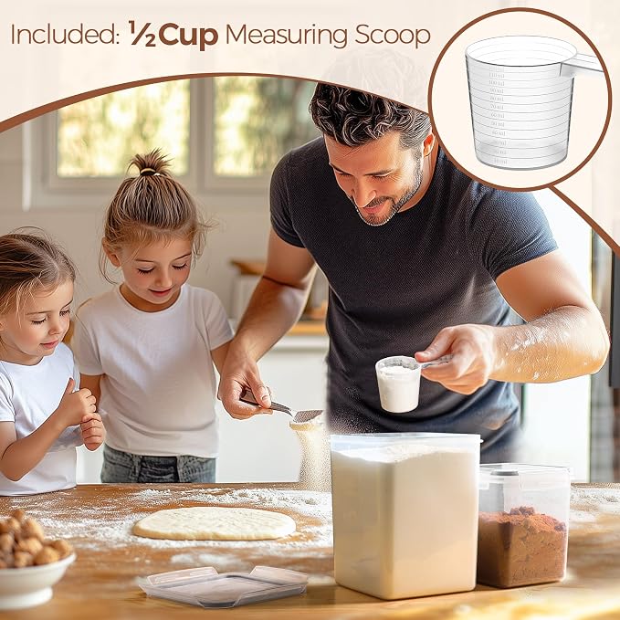 ComSaf Flour Sugar Storage Containers Set of 3, Large Airtight Food Storage - Image 7