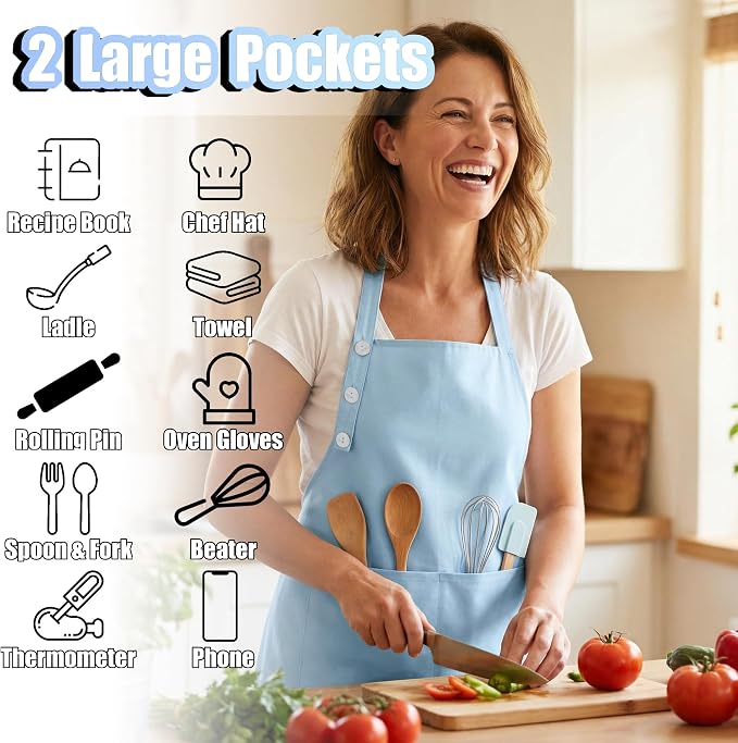 TOSHE Kitchen Apron Waterdrop Resistant Cotton Apron - Image 2
