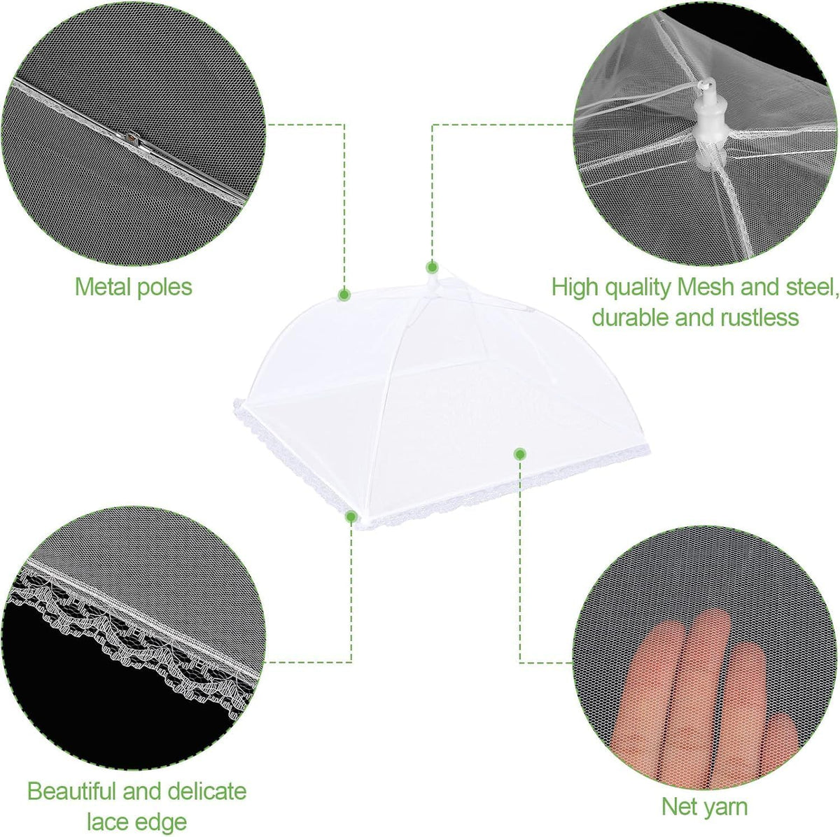 4 Pack Mesh Food Covers 14 inch, Large and Tall Food Covers, Pop-Up