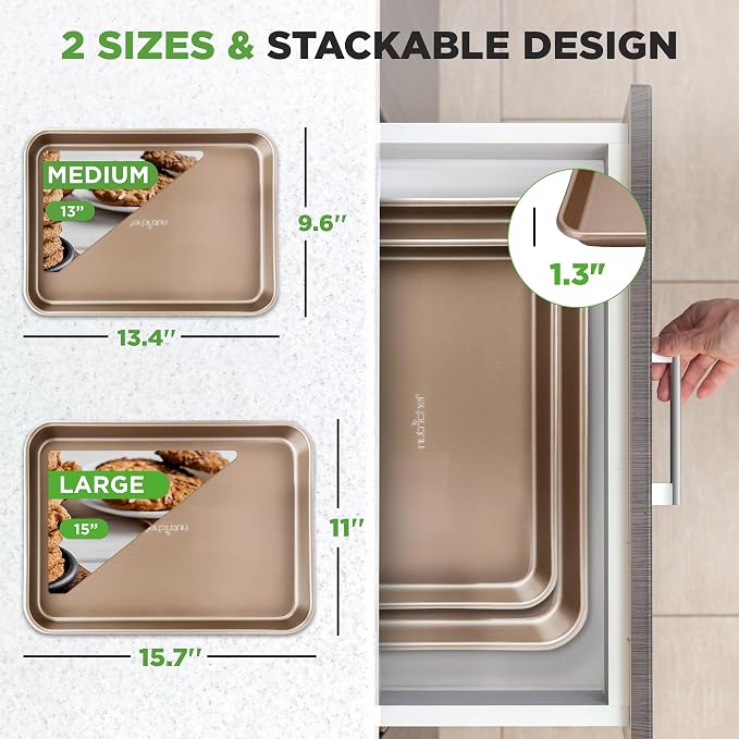 NutriChef 2 Piece Cookie Sheets - Image 3