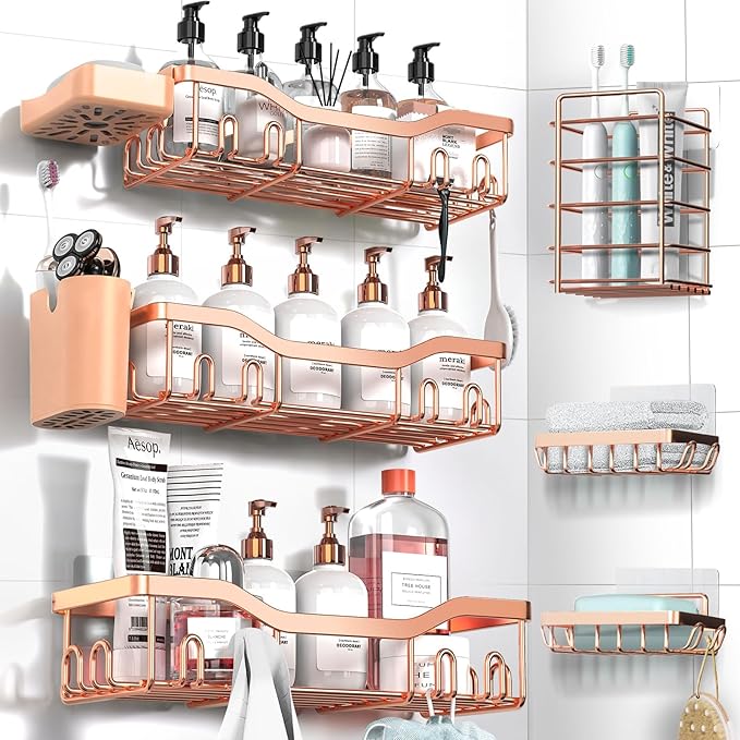 NESOMI Shower Caddy Adhesive Shower Organizer 8-Pack, Rustproof Stainless Steel by OrganizeYourHomeEssentials