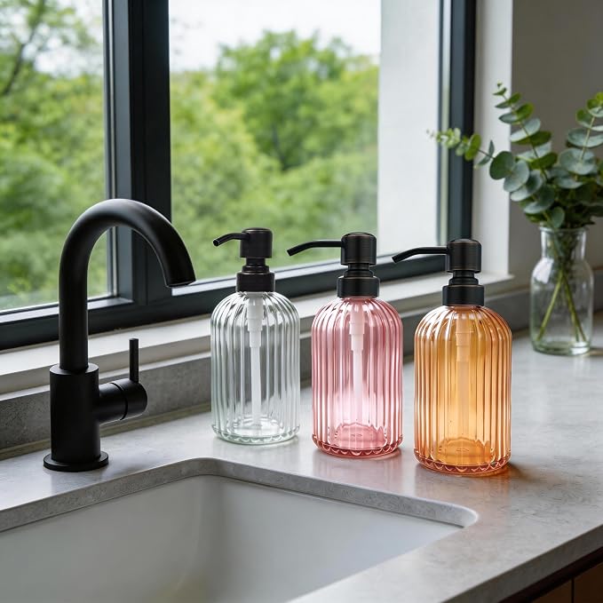 16 OZ Orange Glass Soap Dispenser, Kitchen Hand Soap Dispenser - Image 6