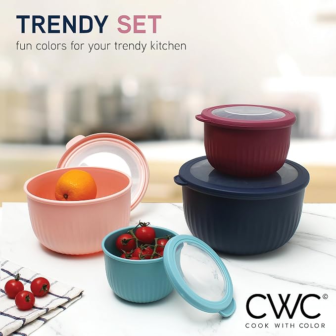 COOK WITH COLOR Prep Bowls with Lids- Wide and Deep Nesting Plastic Small - Image 4