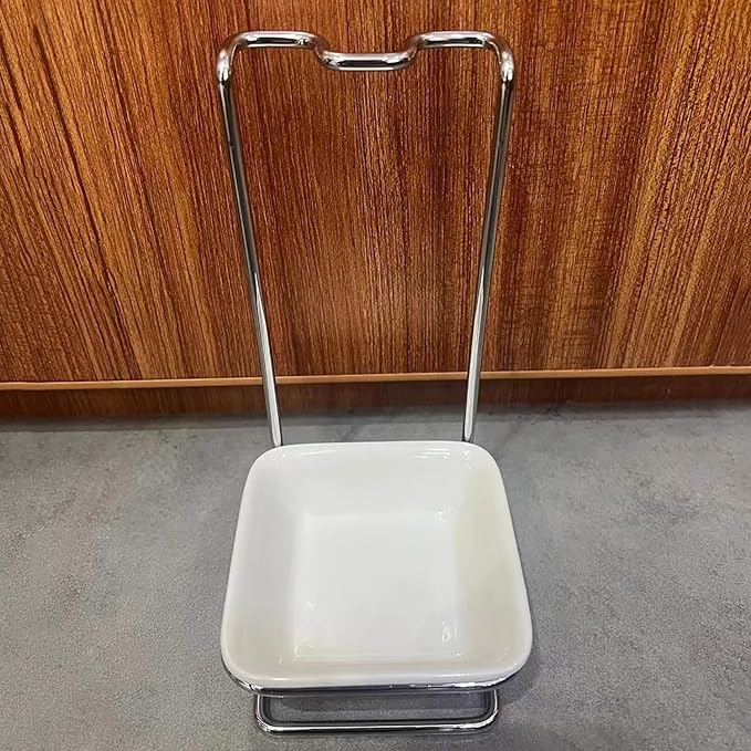 Steel Upright Ladle Holder Square White Ceramic Bowl Spoon Rest Rack Cooking - Image 5