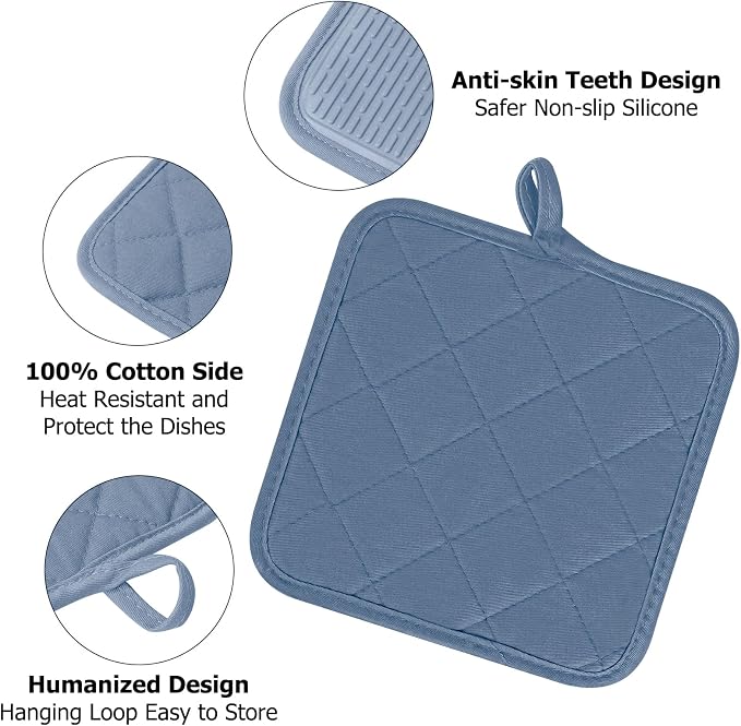 Oven Mitts and Pot Holders Set, Heat Resistant Silicone Kitchen Mini Oven - Image 4