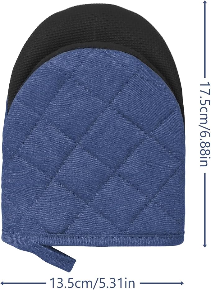 Short Oven Mitts, Heat Resistant 500°F, Silicone Grip Kitchen Gloves, Non-Slip - Image 2