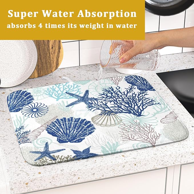 Summer Navy Blue Dish Drying Mat - Image 7