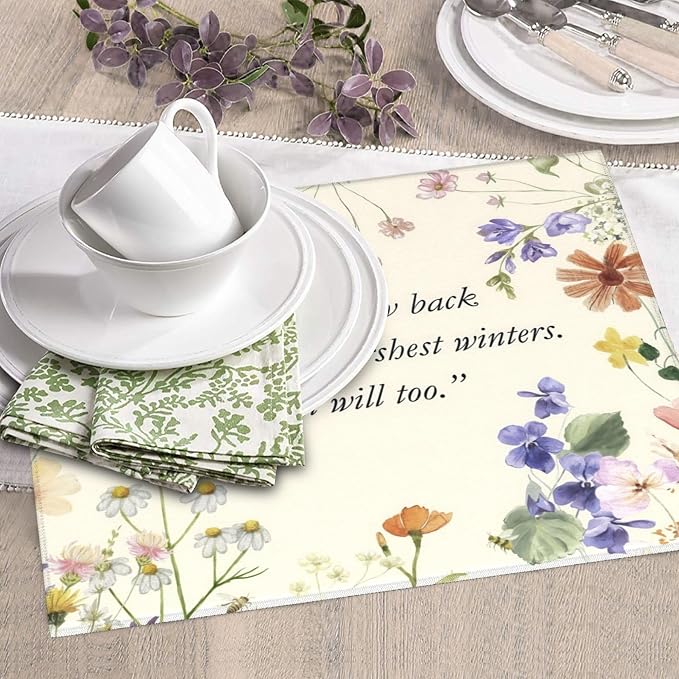 Inspirational Flower Language Dish Drying Mat 16x18 Inch, Microfiber Absorbent - Image 7