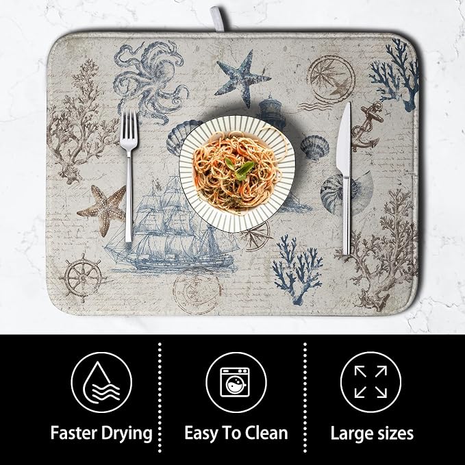 Nautical Coastal Dish Drying Mat - Image 4