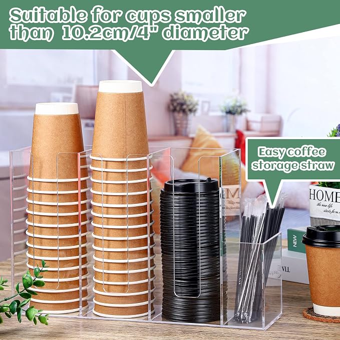 Cunhill 4 Compartments Acrylic Coffee Cup and Lid Storage Organizer Holder - Image 4