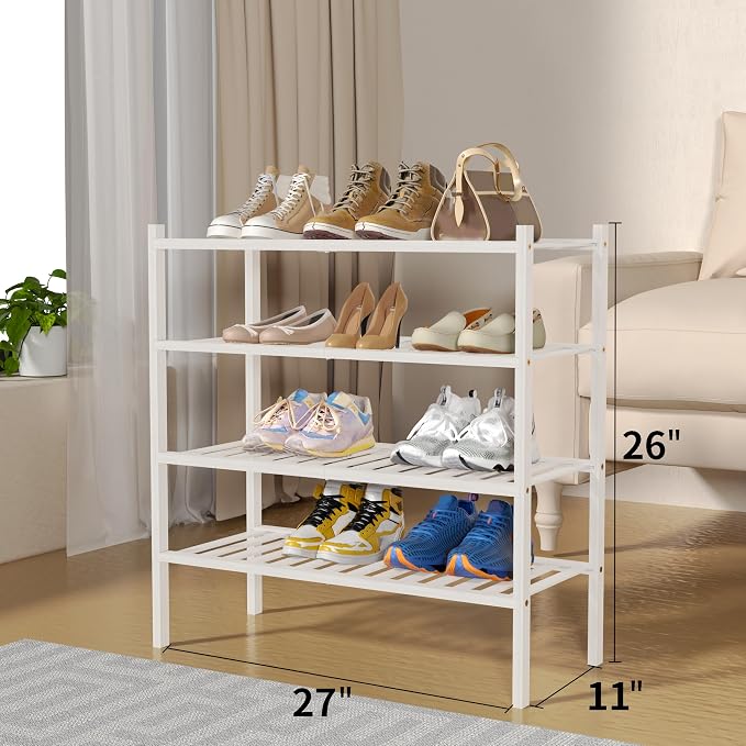 ROMGUAR CRAFT 4 Tier Bamboo Shoe Rack - Image 3