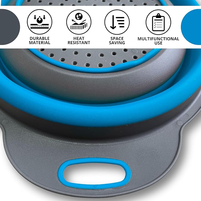 Blue Kitchen Strainer Colander Set - Image 3