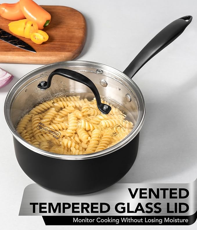 MICHELANGELO Stainless Steel Saucepan Set, Triply-Base Sauce Pan - Image 4