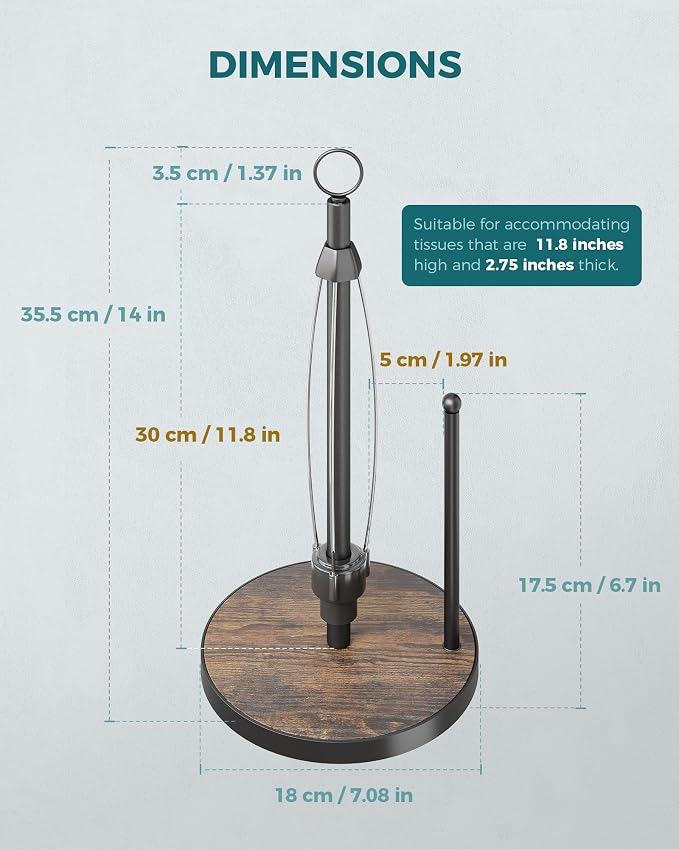 OROPY One-Hand Tear Paper Towel Holder Countertop, Farmhouse Wood Paper Towel - Image 5