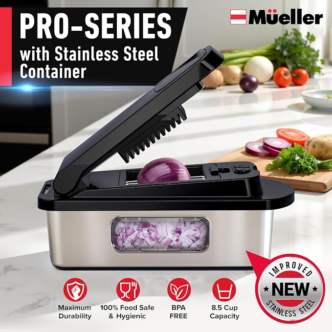 Mueller Pro-Series 10-in-1, 8 Blade Stainless Steel Multi Vegetable Chopper And - Image 2