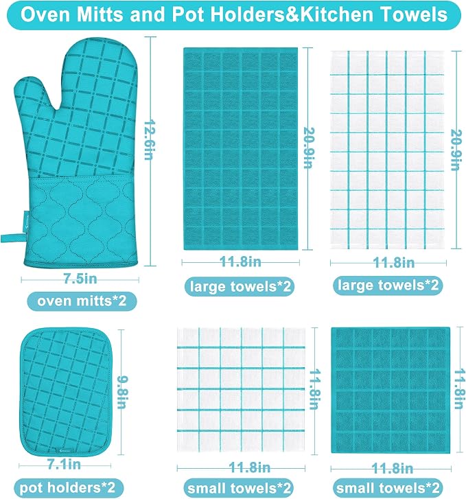 Oven Mitts Kitchen Towels and Dishcloths Pot Holders Sets, Oven Gloves Kitchen - Image 2